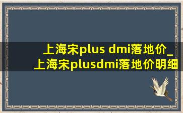 上海宋plus dmi落地价_上海宋plusdmi落地价明细